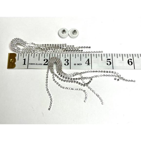 4” Drop Dangle Earrings Clear Silver Arched Chandelier Jewelry S26 - Picture 5 of 5